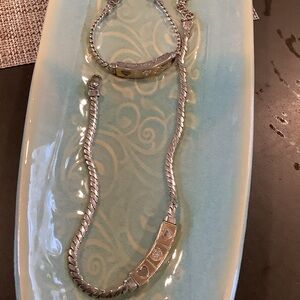 Brighton Silver Necklace with Heart Accents and matching bracelet